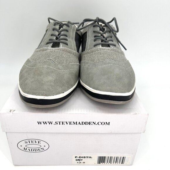 STEVE MADDEN P-DISTILL2 GREY SUEDE & MATERIAL OXFORD LOAFER SHOES w/ BOX - 12 - Picture 7 of 10